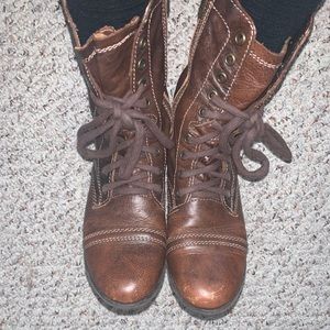 Steve Madden Brown Leather Troopa Combat Boots